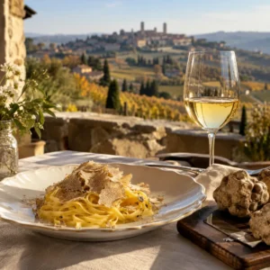 White truffle with pasta and white wine